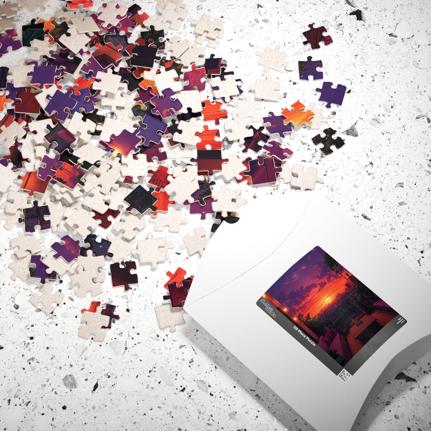 Sunset Rooftop Puzzle — Scenic Sunset Cityscape Jigsaw (110 pcs)