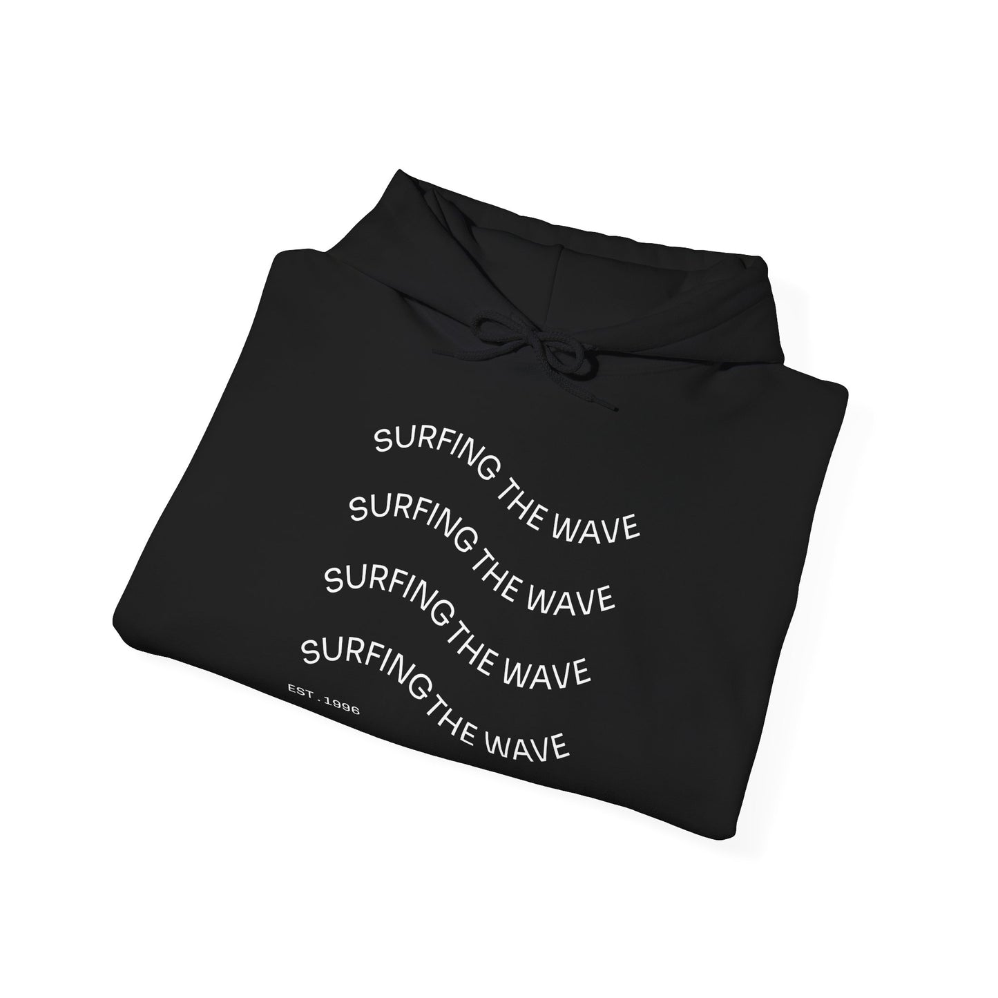 Surfing The Wave Hoodie — Minimal Surf Graphic Pullover (EST. 1996)