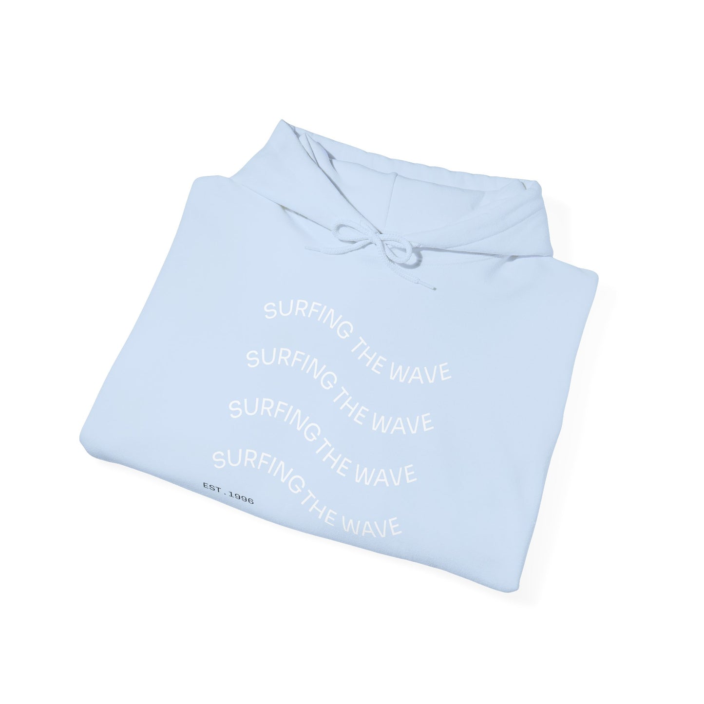 Surfing The Wave Hoodie — Minimal Surf Graphic Pullover (EST. 1996)