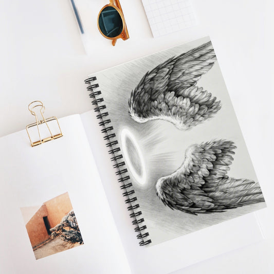 Angel Wings Spiral Notebook — Halo Sketch Ruled Journal for Notes & Journaling