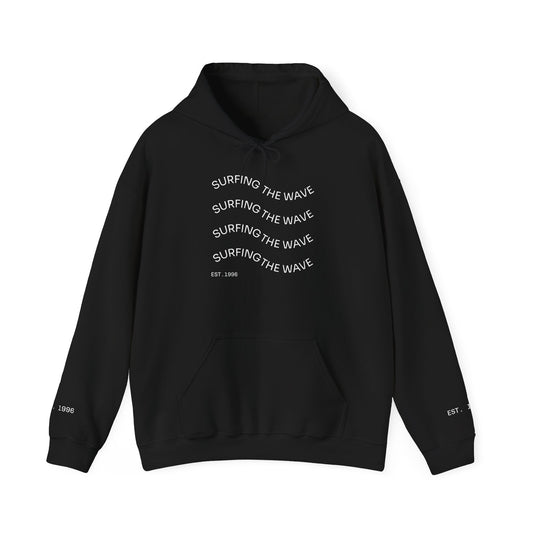 Surfing The Wave Hoodie — Minimal Surf Graphic Pullover (EST. 1996)