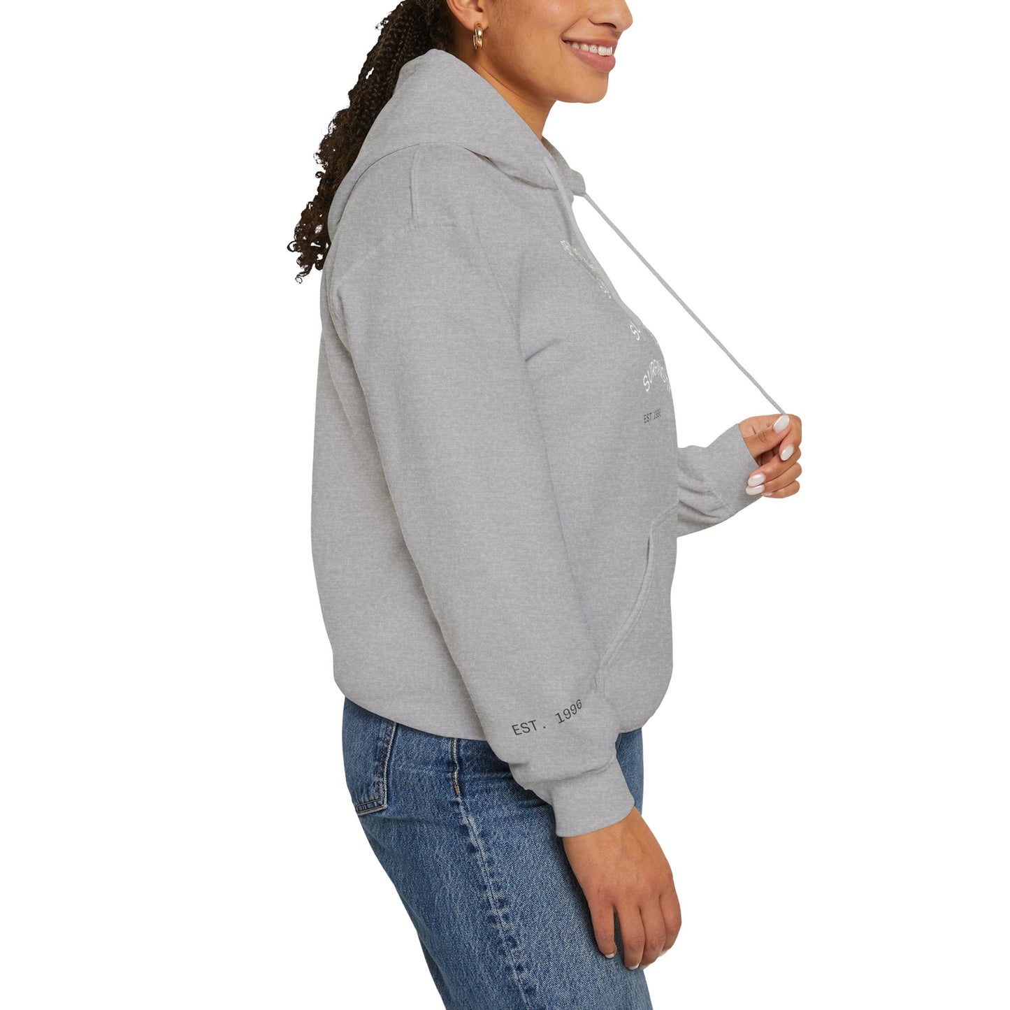 Surfing The Wave Hoodie — Minimal Surf Graphic Pullover (EST. 1996)