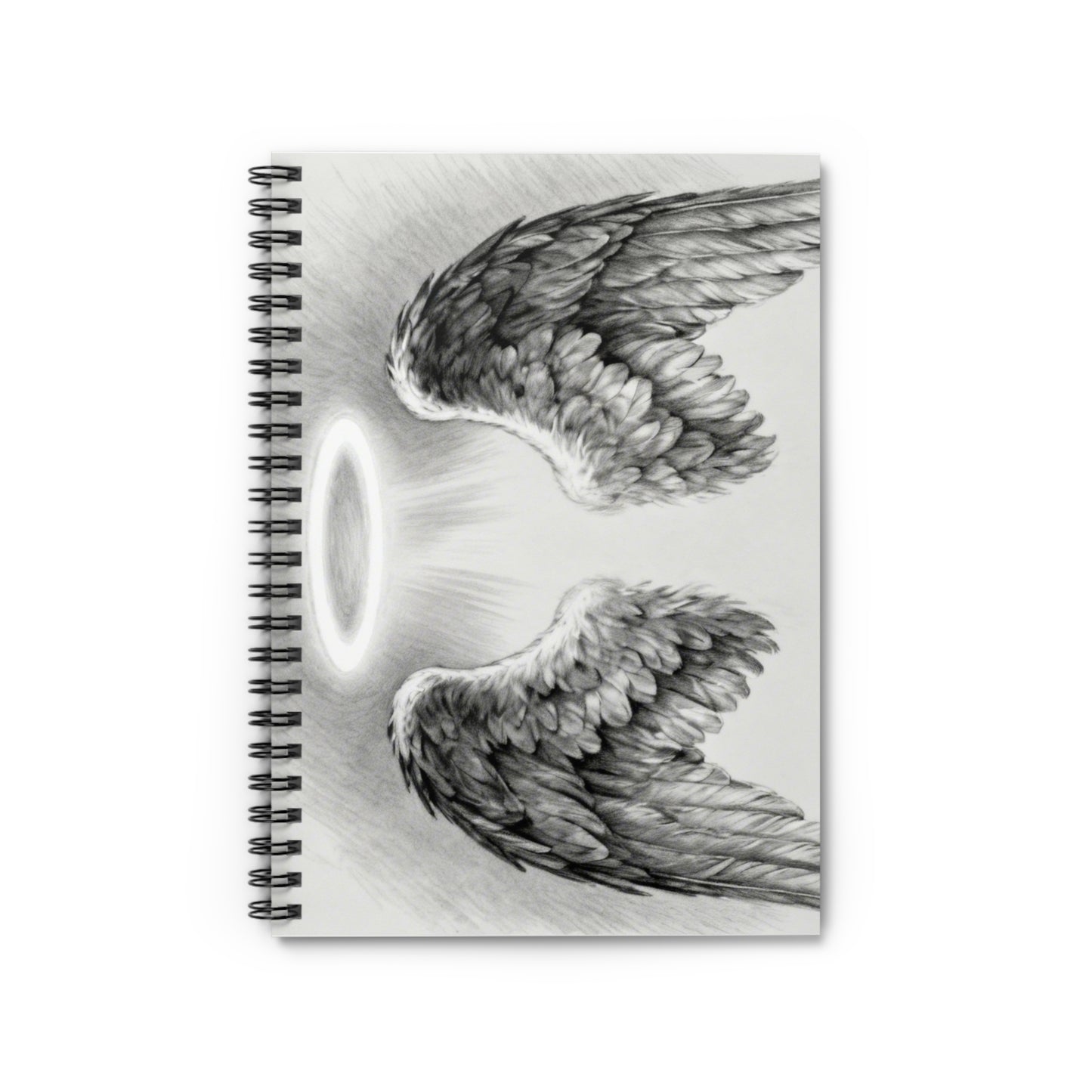Angel Wings Spiral Notebook — Halo Sketch Ruled Journal for Notes & Journaling