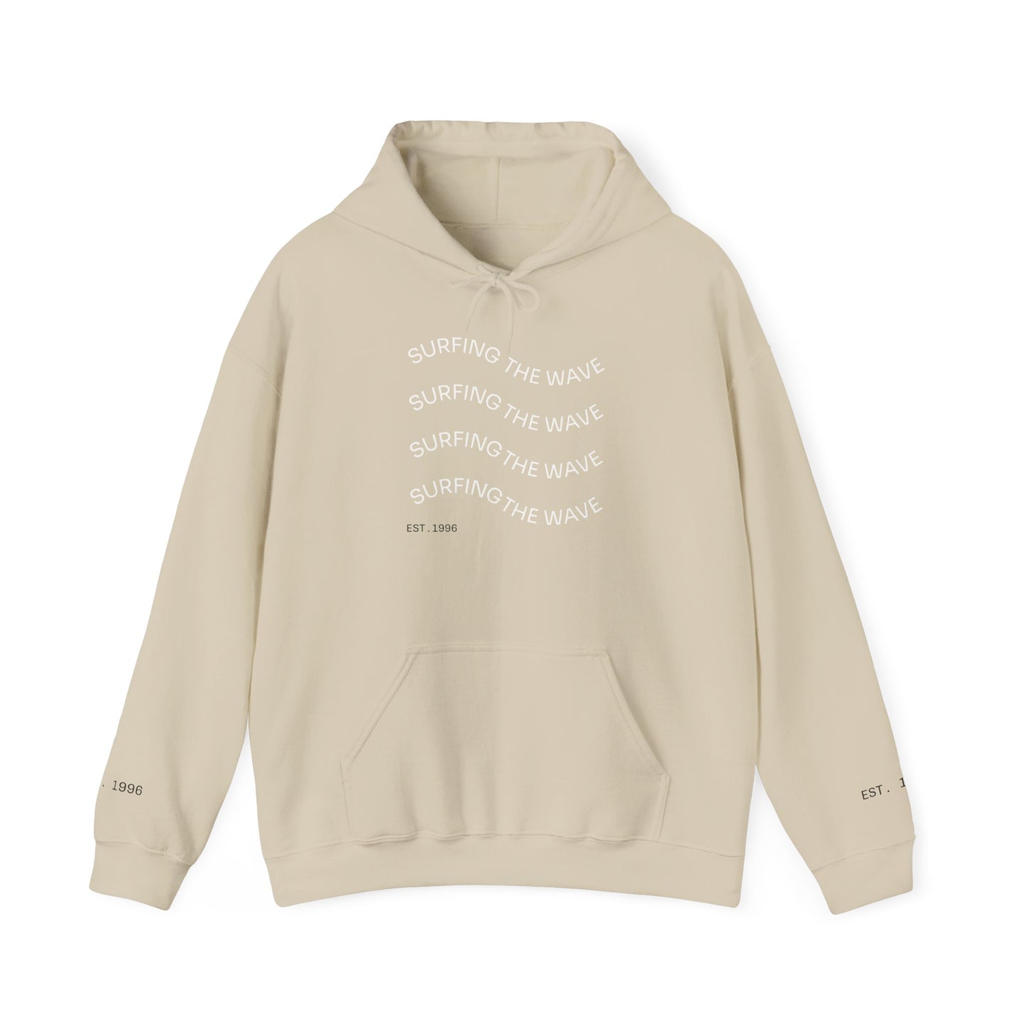 Surfing The Wave Hoodie — Minimal Surf Graphic Pullover (EST. 1996)