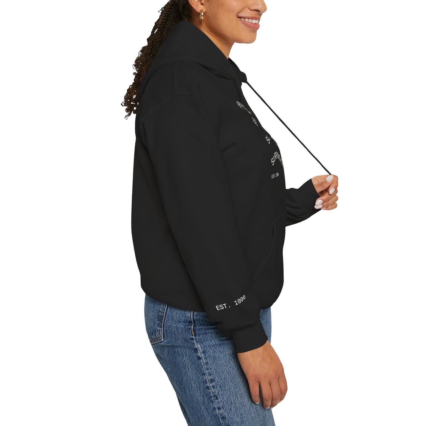 Surfing The Wave Hoodie — Minimal Surf Graphic Pullover (EST. 1996)