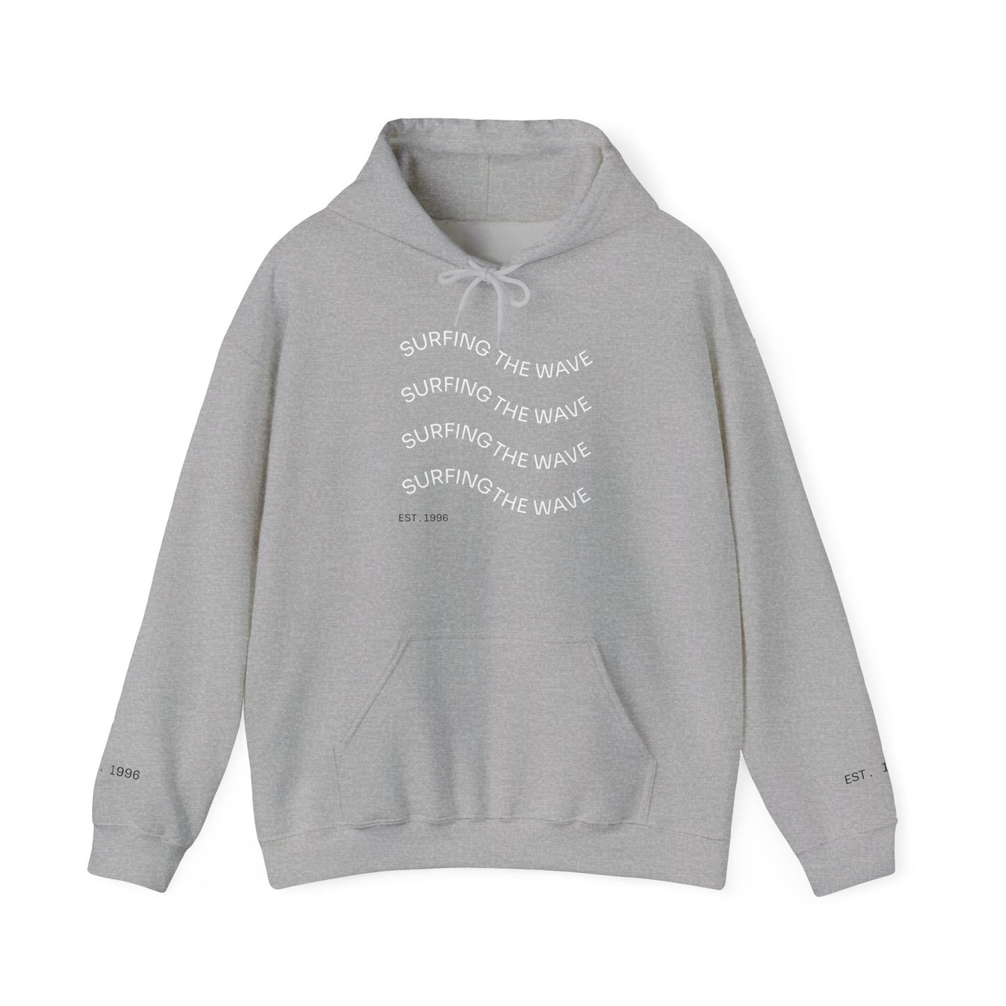 Surfing The Wave Hoodie — Minimal Surf Graphic Pullover (EST. 1996)