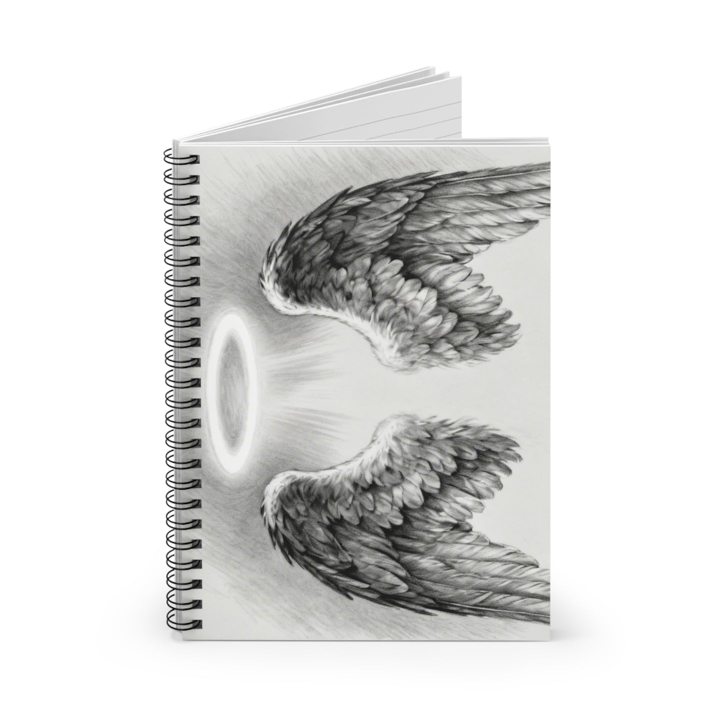 Angel Wings Spiral Notebook — Halo Sketch Ruled Journal for Notes & Journaling