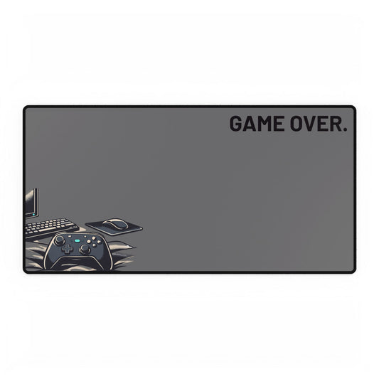 Gaming Desk Mat — 'GAME OVER.' Large Mousepad with Controller & Keyboard Design