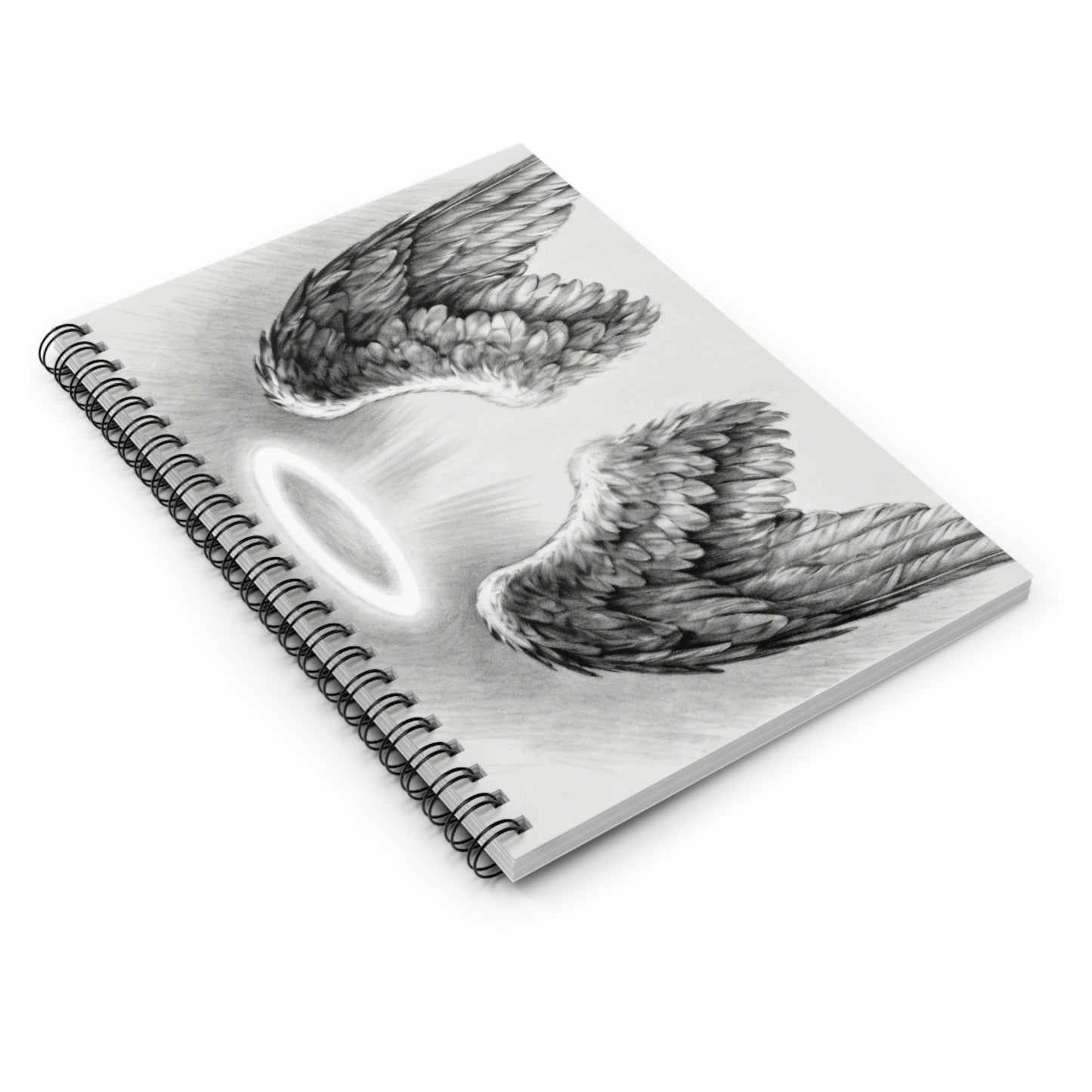 Angel Wings Spiral Notebook — Halo Sketch Ruled Journal for Notes & Journaling