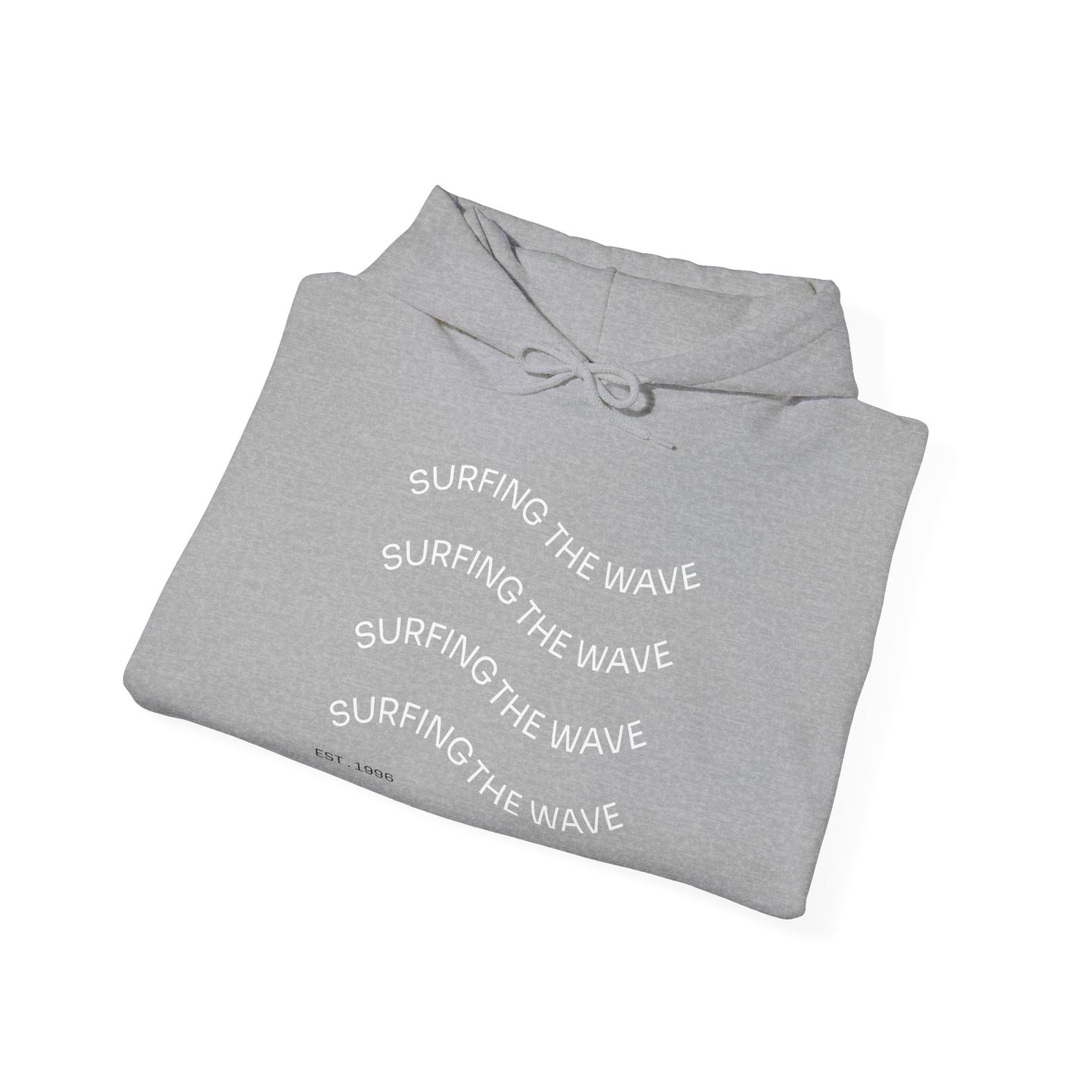 Surfing The Wave Hoodie — Minimal Surf Graphic Pullover (EST. 1996)